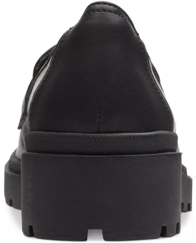 Clarks Calla Ease Women's Size 6, Leather Lug Loafers Comfort Shoes, Black