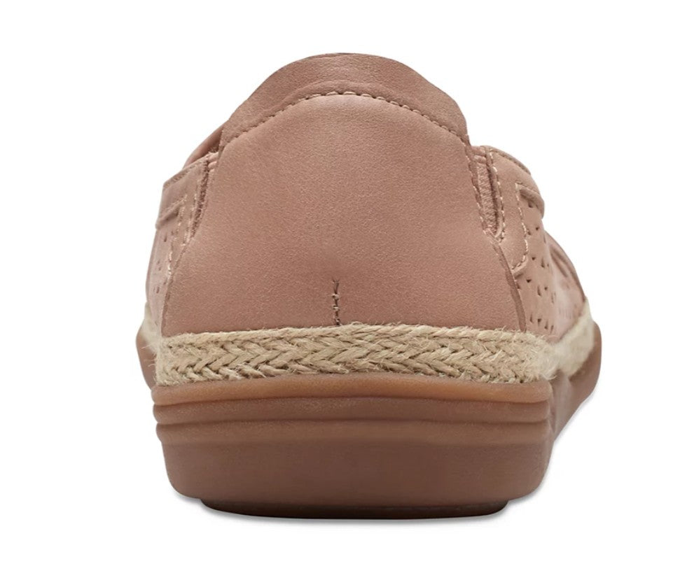 Clarks Women's Size 6.5, Slip-On Espadrille Leather Flats, Beige, New (NO BOX)