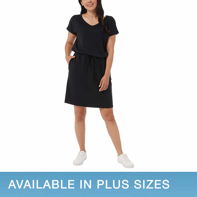32 Degrees Ladies' Size Small, Soft Lux Short Sleeve Dress, Black