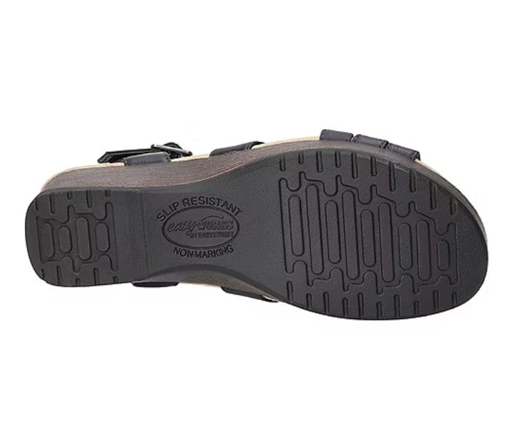 Easy Works by Easy Street Women's 8.5 WW, Rosella Slip-Resistant Sandals, Navy