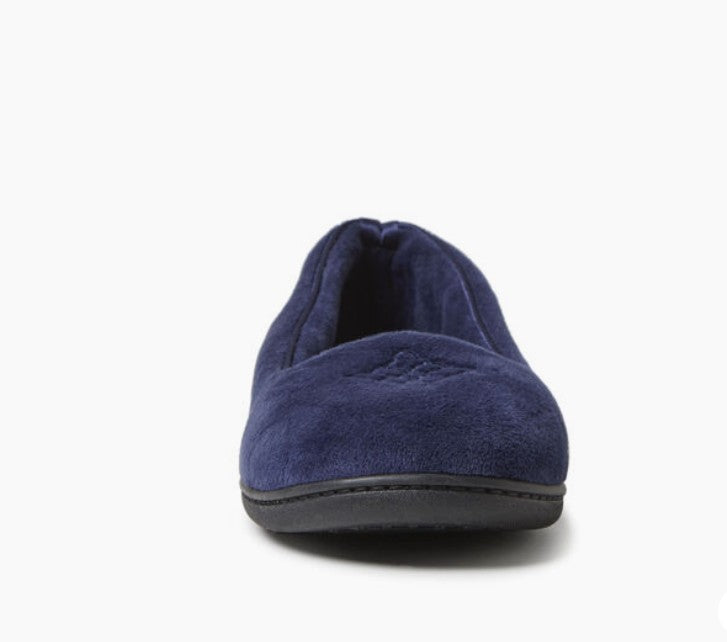 Dearfoams Women's Size Medium (7/8) Microfiber Velour Closed Back Slippers, Blue
