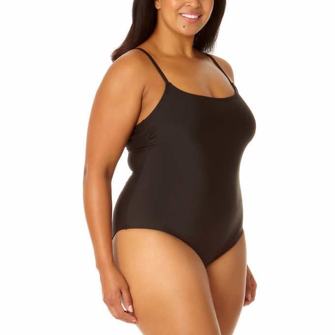 Hurley Ladies' Size XXL, One-Piece Swimsuit, UPF 50+, Black, Customer Return
