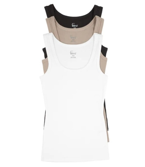 Felina Women's Size Large (10-12) Ribbed Tank Tops, 3-pack, Open Box