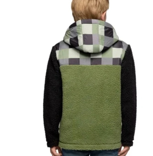 Quiksilver Youth Boy's Size Small (7/8) Hooded Sherpa Jacket, Green, Grade A