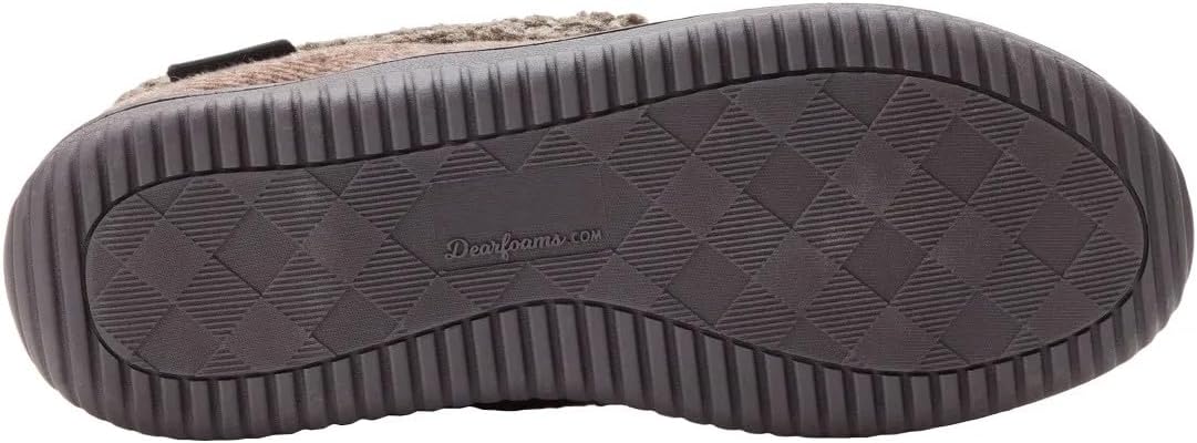 Dearfoams Mens' Size Medium (9-10), Indoor/Outdoor Memory Foam Slippers, Coffee