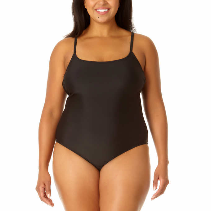 Hurley Ladies' Size XXL, One-Piece Swimsuit, UPF 50+, Black, Customer Return