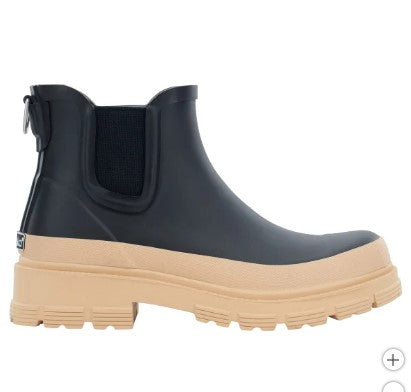 Chooka Ladies' Size 9 CH Storm Chelsea Rain Boot, Black/Tan, New in Box