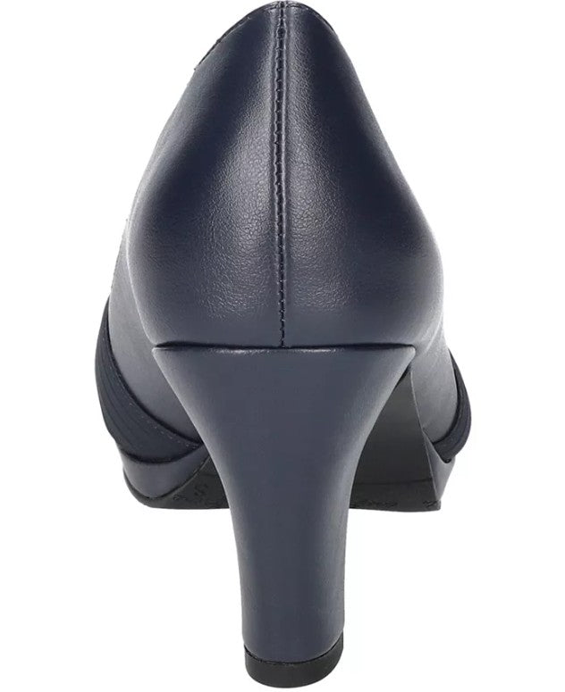 Easy Street Women's Size 9 Wide, Lavish Platform Peep Toe Pumps, Navy