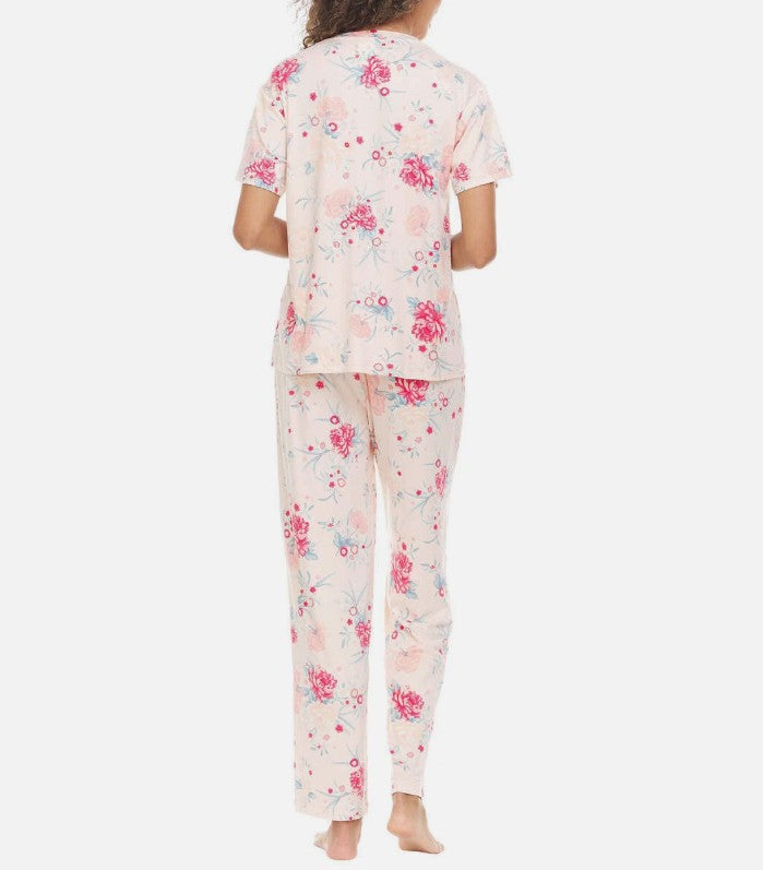 Flora Nikrooz Ladies Size Large (10-12) Super Soft 2-PC Pajamas, Pink, Grade A