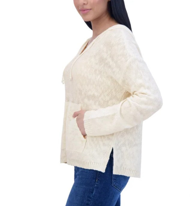 Lucky Brand Women's Size X-Large (16-18) Baja Sweater Hoodie, Natural (Cream)