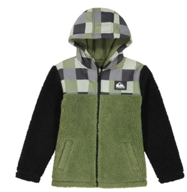 Quiksilver Youth Boy's Size Small (7/8) Hooded Sherpa Jacket, Green, Grade A