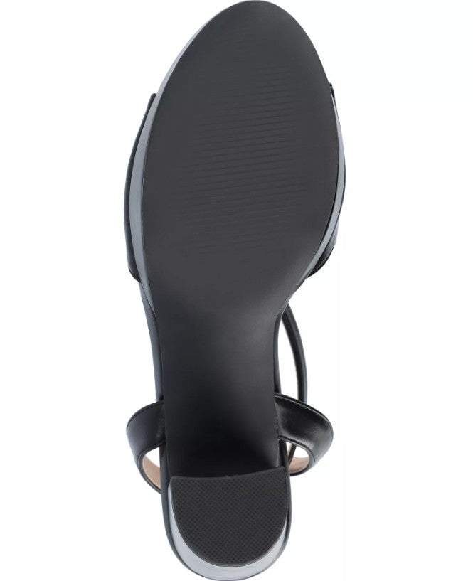 Journee Women Size 9.5, Nairri Platform Block Heel Dress Sandals, Black Grade A