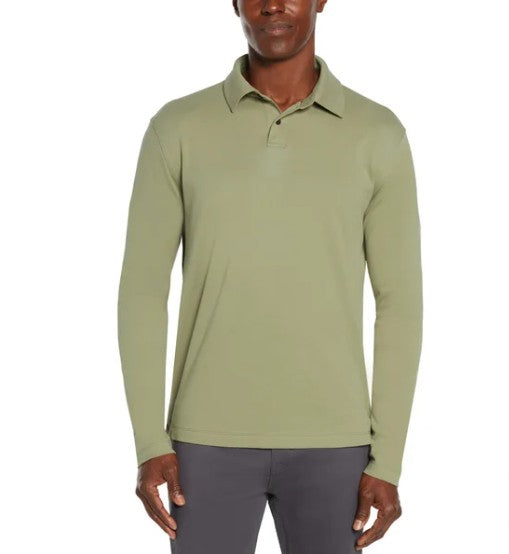 Banana Republic Men's Size Medium Long Sleeve Luxe Polo Shirt, Green