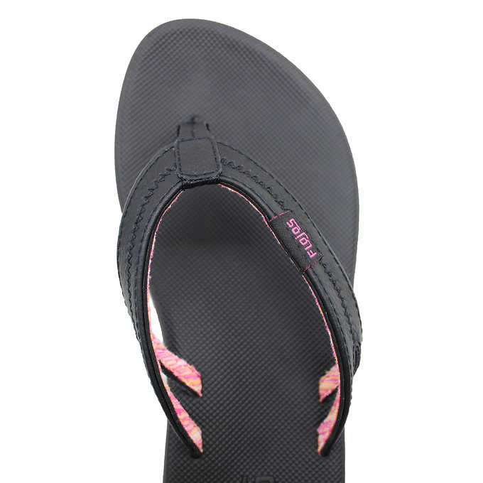 Flojos Ladies Size 7 Flip Flops Sandals Thongs, Black