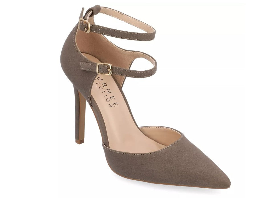 Journee Collection Women's Size 7.5, Lilyann Stiletto Pointed Toe Pumps, Brown