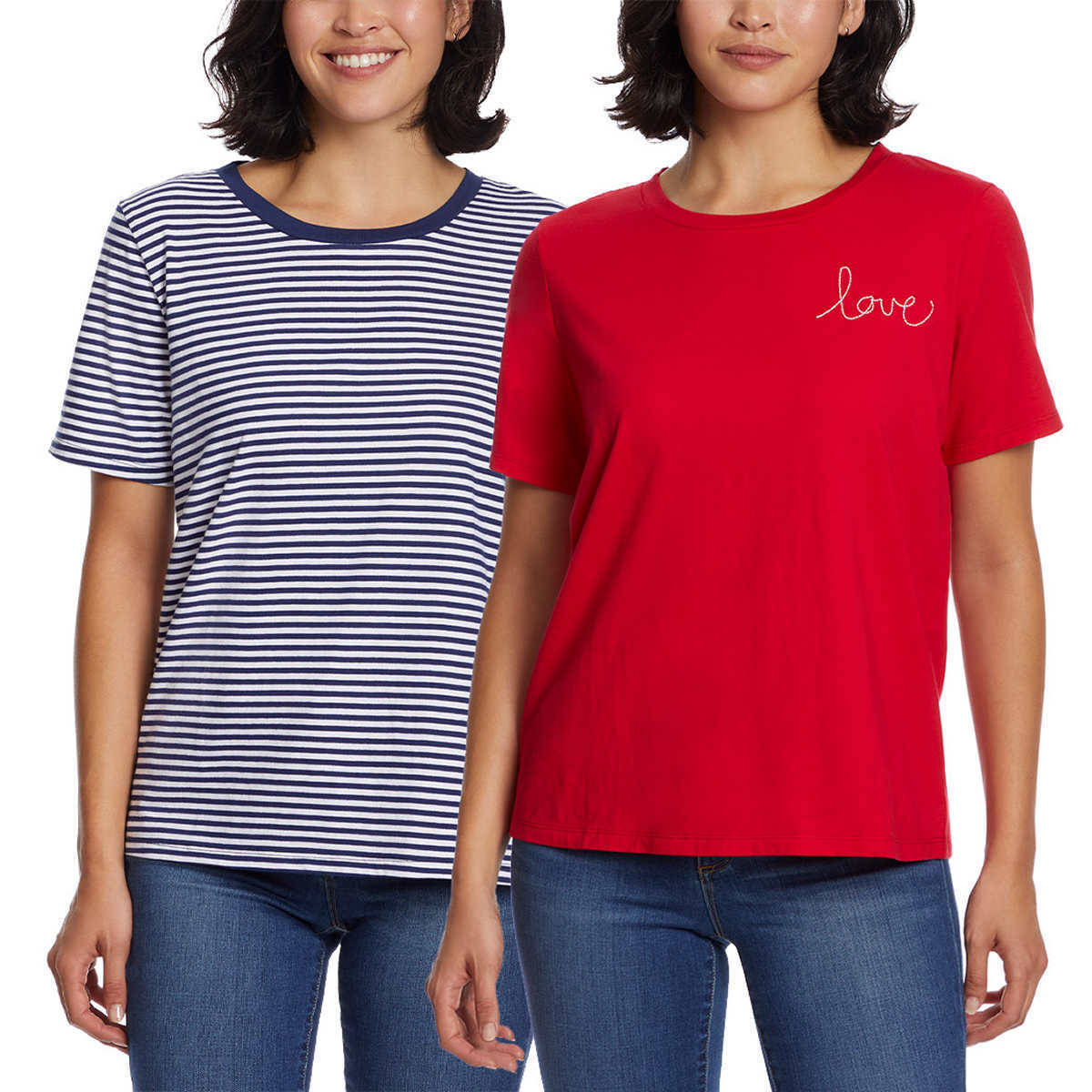 Ella Moss Ladies' Size Large Flattering Fit Ultra-Soft 2-Pack, Blue (1) Red (1), Customer return