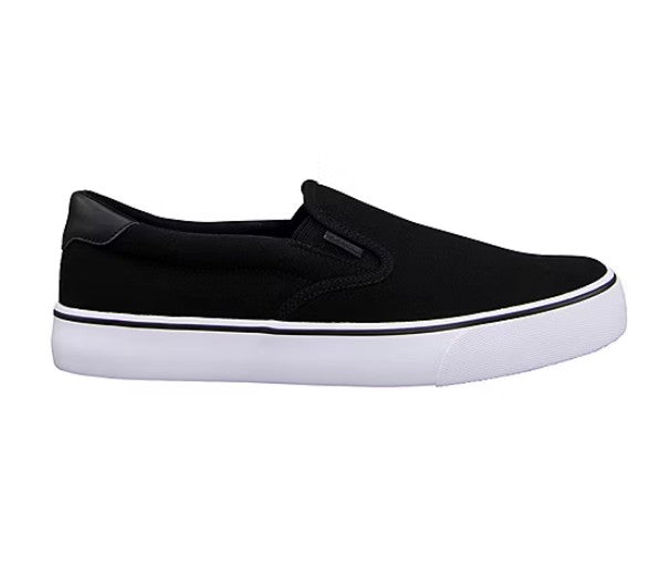 Lugz Men's Size 8.5 Wide, Clipper Slip-On Canvas Sneakers Shoes, Black-White