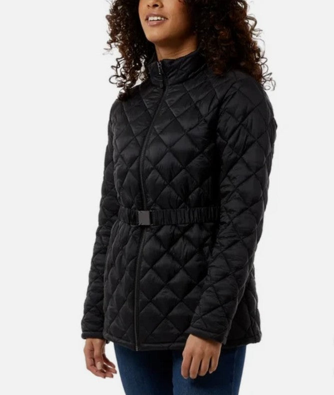 32 Degrees Women's Size XXL (20), Belted Diamond Quilt Jacket, Black