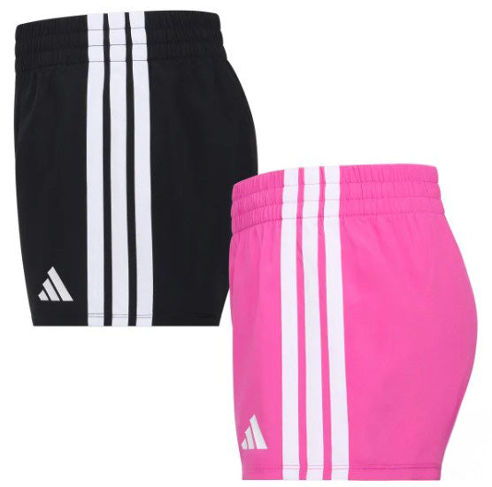 adidas Youth Girl's Size Medium (10/12) 2-pack Shorts, (1) Black (1) Pink