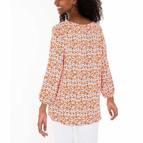 Mario Serrani Ladies' Size Medium, 3Q Sleeve Tunic Top, Pink Floral