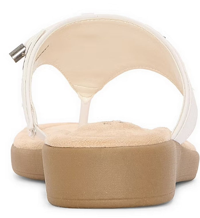 St. John's Bay Women's Size 11 M, Arden T-Strap Flat Sandals, Cream (NO BOX)