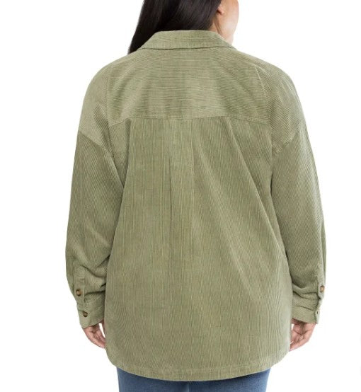 Matty M Ladies' Size XS (0-2) Corduroy Long Sleeve Shirt Jacket, Green