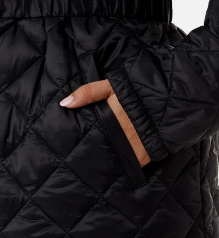 32 Degrees Women's Size XXL (20), Belted Diamond Quilt Jacket, Black