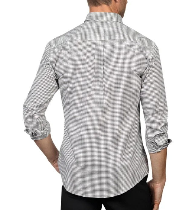 Chaps Men's Size Large (16-16.5 34/35) Button-Down Dress Shirt, Black Check