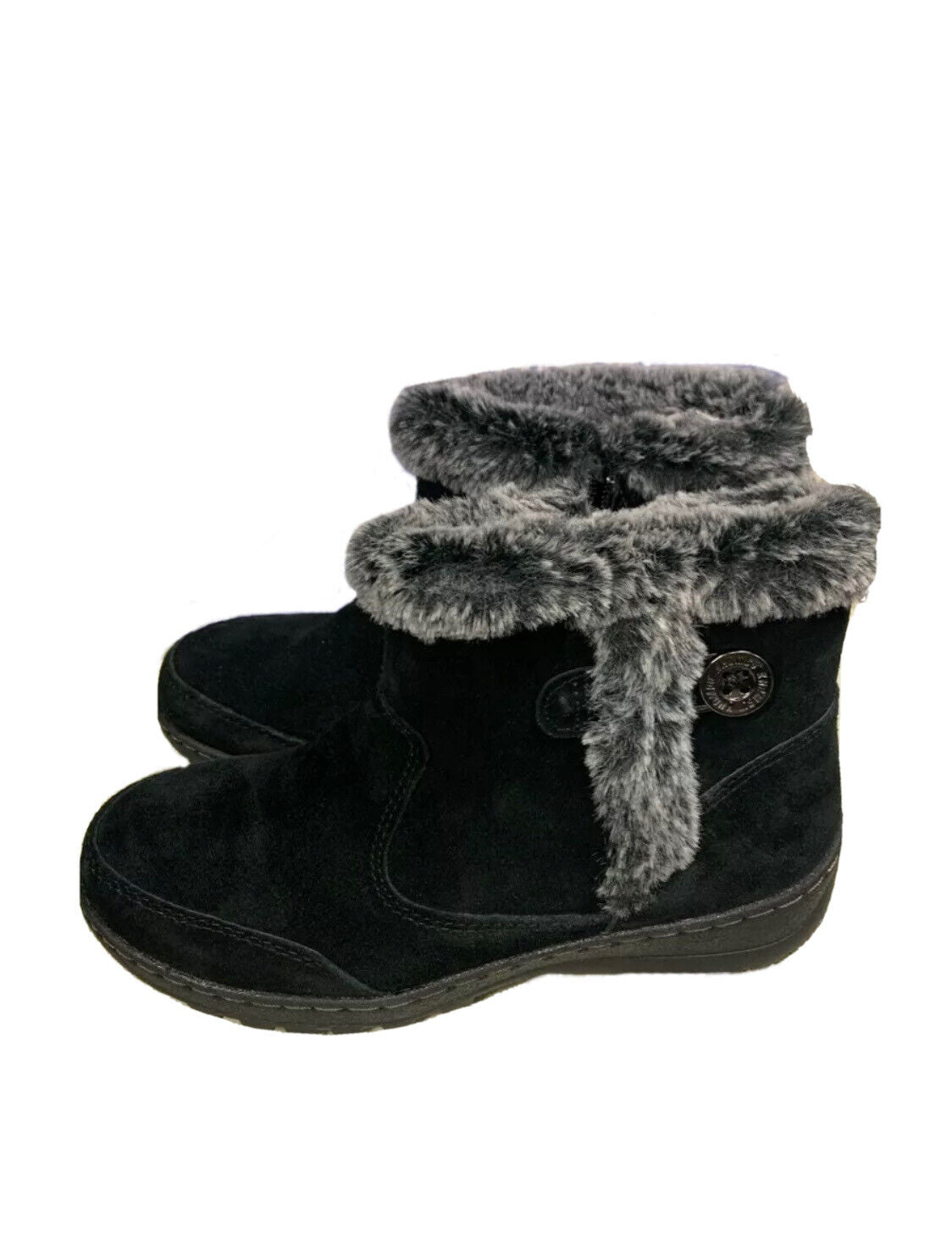 Khombu Iris Ladies Size 8, Faux Fur Trim Leather All Season Boot, Black