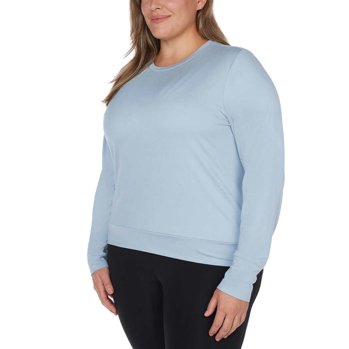 Lukka Lux Ladies' Size X-Large Long Sleeve Active Top, 2-PACK, Blue / Black, Customer Return