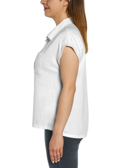 Orvis Ladies' Size Large (10-12) Short Sleeve Linen Blend Shirt, White