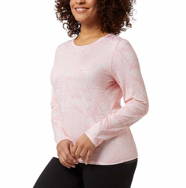 32 Degrees Ladies' Size XXL, UPF 50+ Long Sleeve Sun Tee, Summer Palm Pink