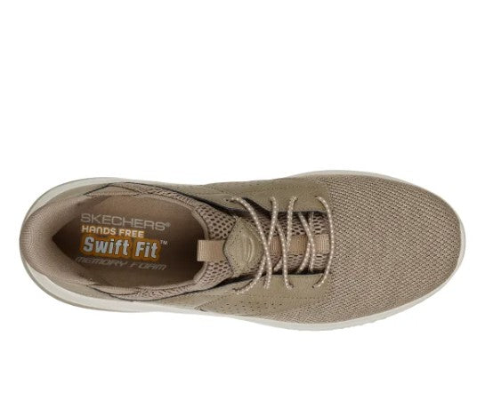 Skechers Men's Size 9, Delson Swift Fit Hands Free Shoes, Taupe