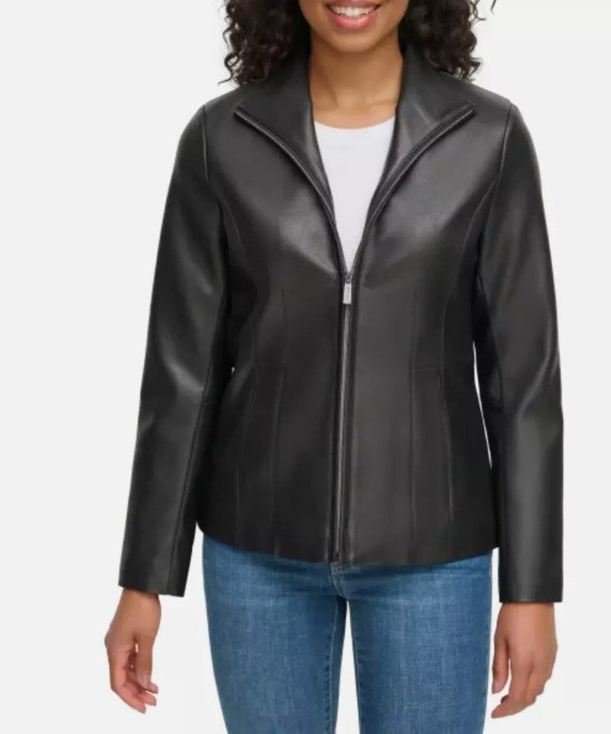 Kenneth Cole Ladies' Size Small (4-6), Faux Leather (PU) Jacket, Black
