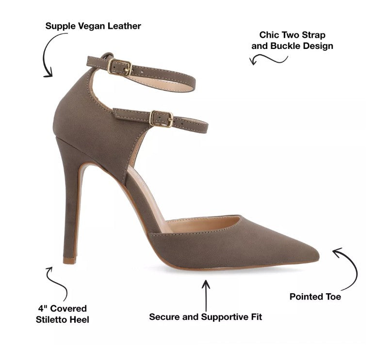 Journee Collection Women's Size 7.5, Lilyann Stiletto Pointed Toe Pumps, Brown