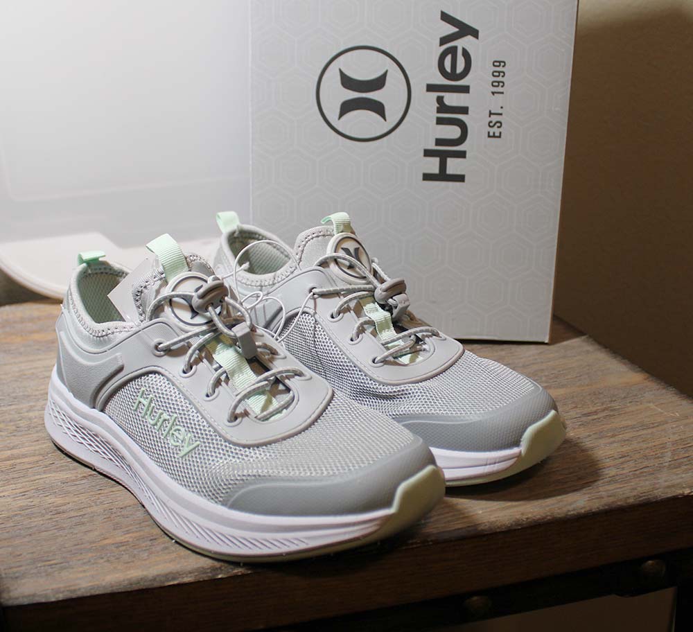 Hurley Ladies' Size 8 Roscana Bungee Slip on Sneaker Shoes, Gray, New in Box