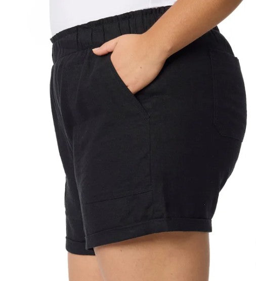 Briggs Women's Size Small (4-6) Linen Blend Shorts, Black