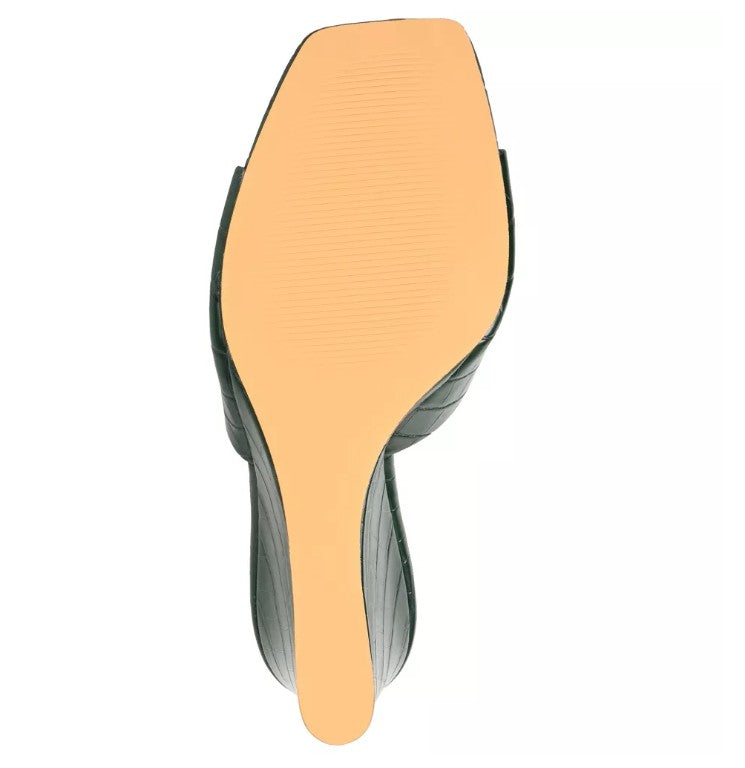 Journee Collection Women Size 6, Vivvy Wedge Heel Sandals, Green Faux Croc