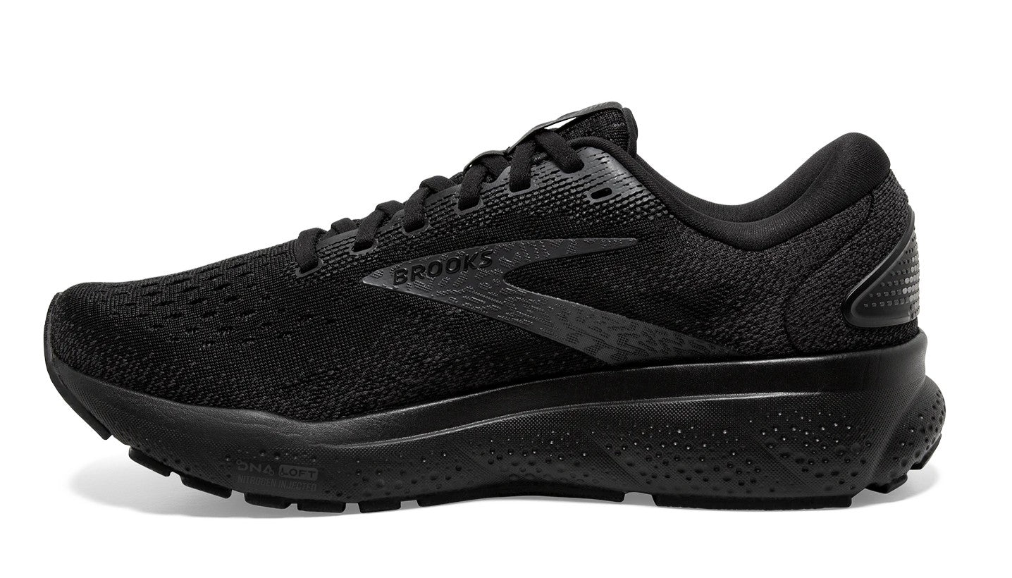 Brooks Ladies' Size 6.5 Ghost 16 Run & Walk, Neutral Shoes, Black/Black/Ebony