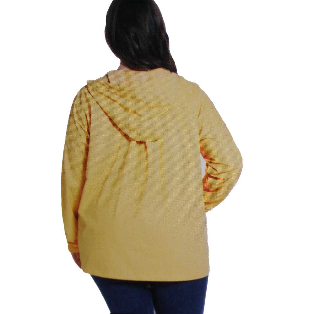 Weatherproof Ladies' Size Large, Pleated Hooded Rain Jacket, Cornsilk Yellow