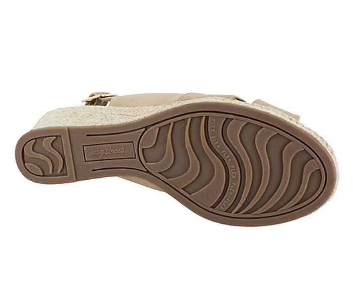 Easy Street Women's Size 6.5, Maureen Espadrille Wedge Sandals, Beige, Grade A