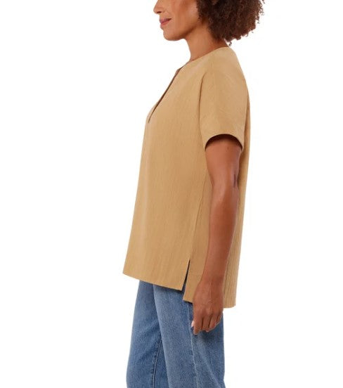 Matty M Ladies' Size XL (14-16) Cotton Popover Top, Yellow (Honey)