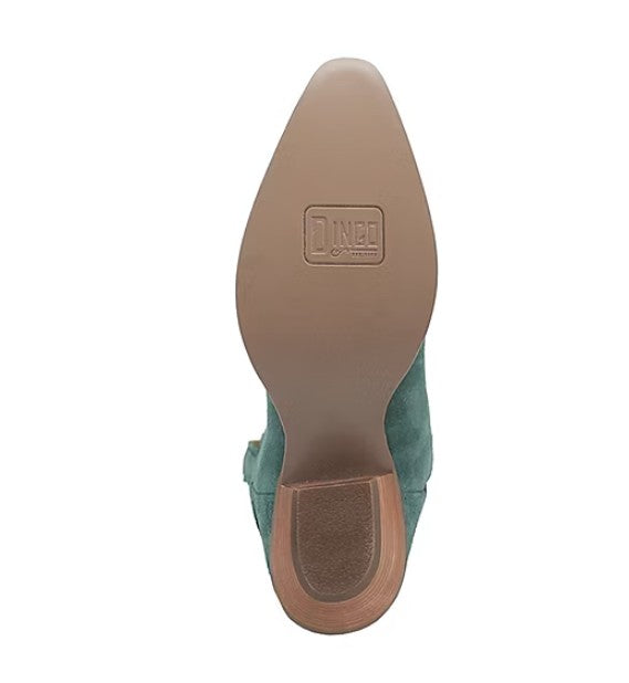 Dingo Women Size 10 M, Out West Cowboy Boots, Green Soft Suede Leather, Grade A