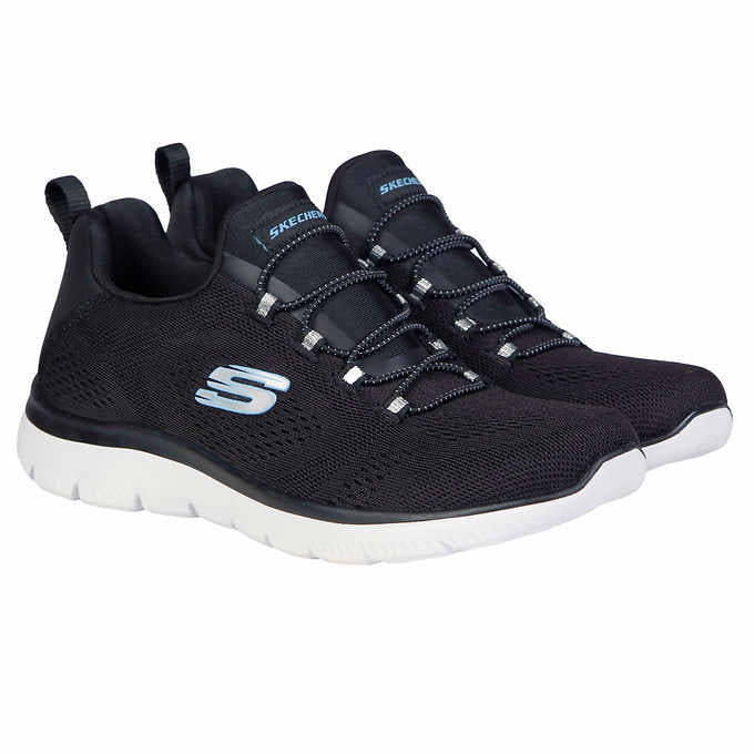 Skechers Ladies' Size 6 Summit Sneaker Bungee Lace Slip-on Shoe, Black, Customer Return