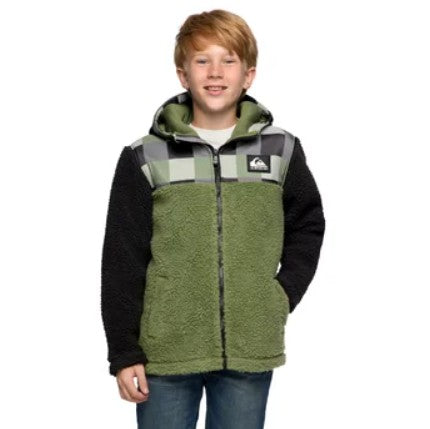 Quiksilver Youth Boy's Size Small (7/8) Hooded Sherpa Jacket, Green, Grade A