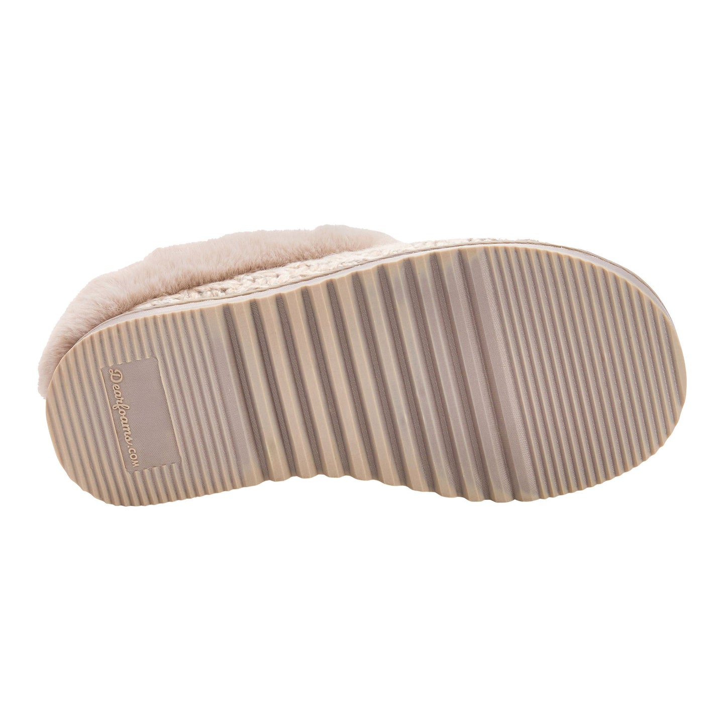 Dearfoams Ladies Medium (7/8), Memory Foam Cozy Knit Slippers, Oatmeal, Grade A