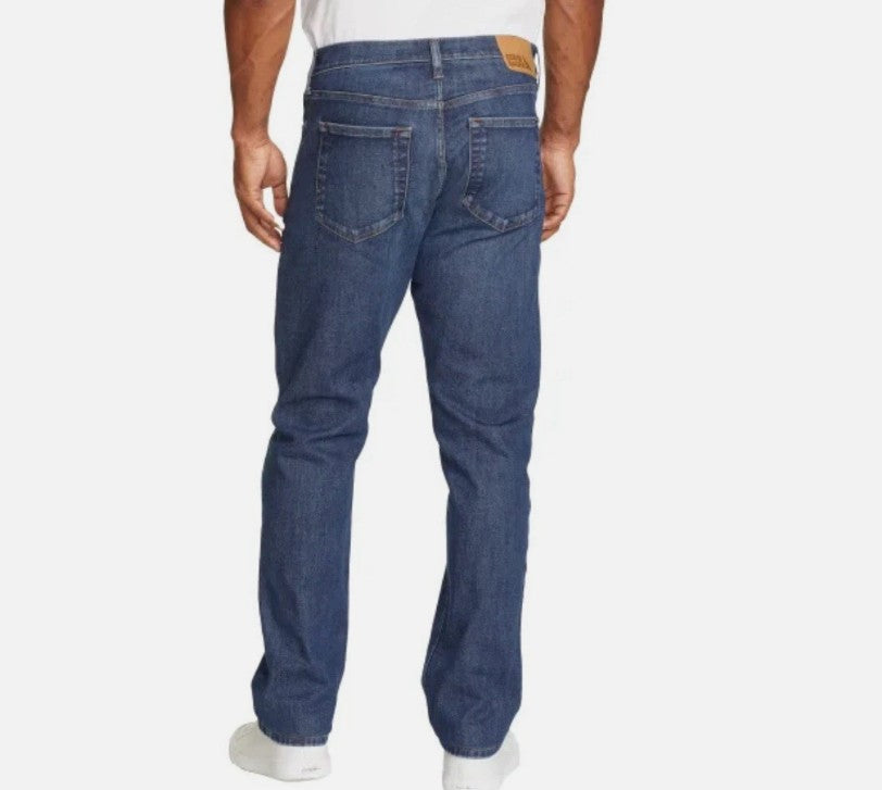 Eddie Bauer Men's Size 34x30 Classic Straight Fit Stretch Denim Jeans, Blue