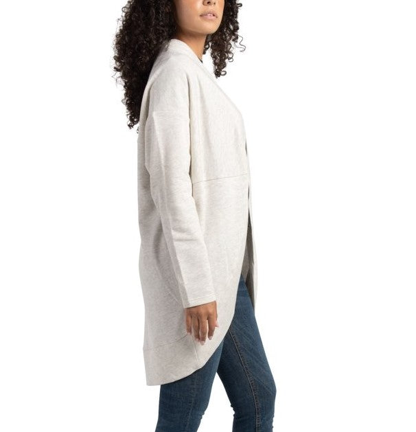 Ecothreads Ladies' Size Large Fleece Cardigan, Tan