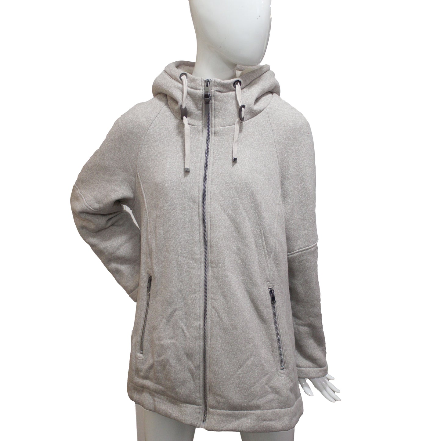 1 Madison Expedition Ladies' Size Large, Knit Full Zip Hooded Jacket, Cream, Customer Return