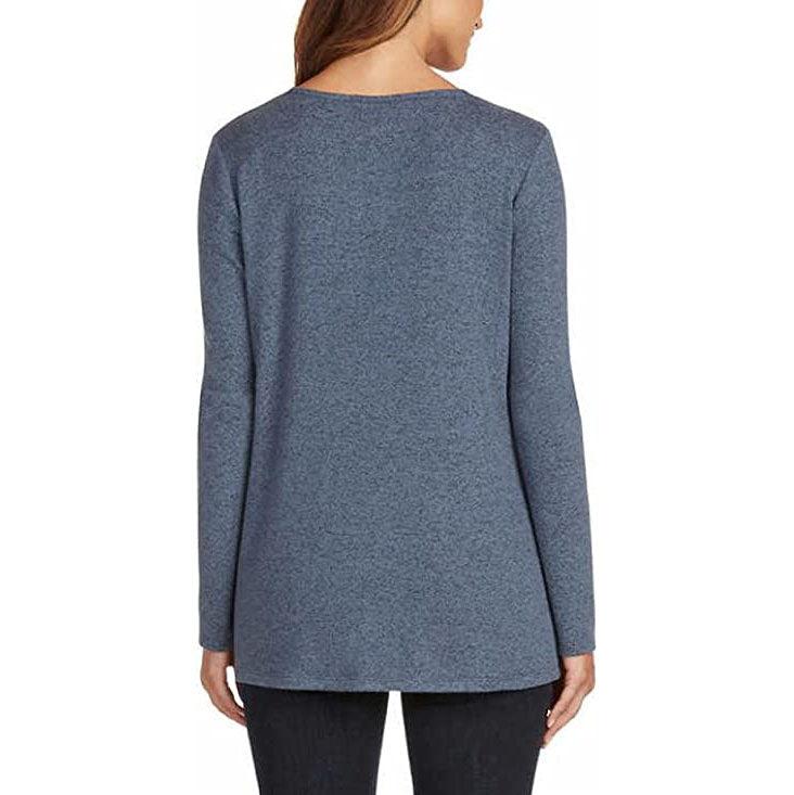 Max & Mia Women's Size Small Long Sleeve Side Twist Top, Denim Blue